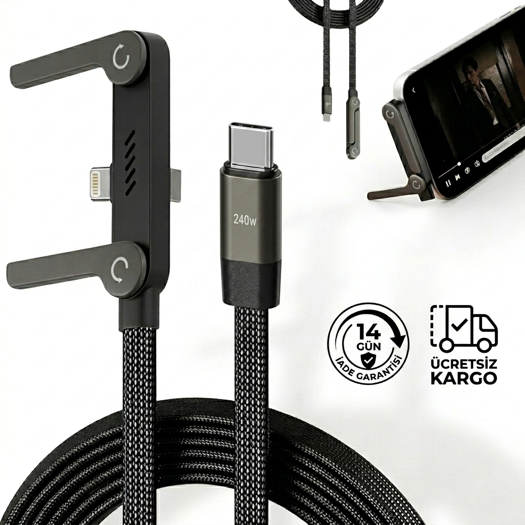 Valentra™ 240W Standlı Type-C Hızlı Şarj Kablosu