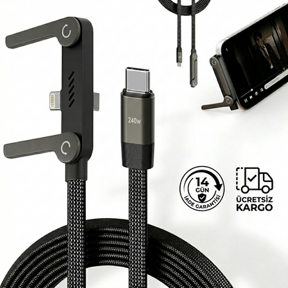 Valentra™ 240W Standlı Type-C Hızlı Şarj Kablosu